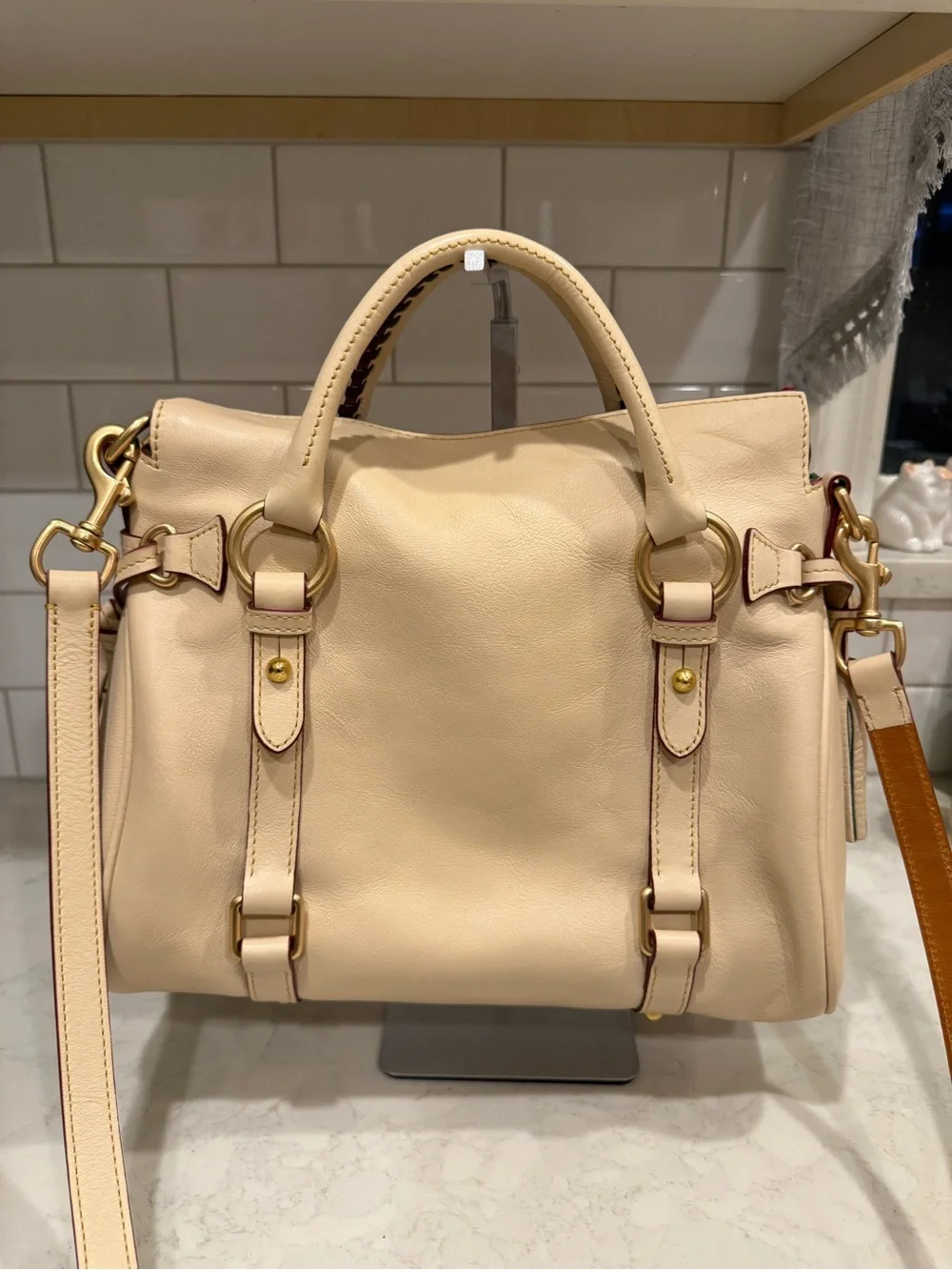 Dooney & Bourke Florentine Leather Satchel in color Bone
